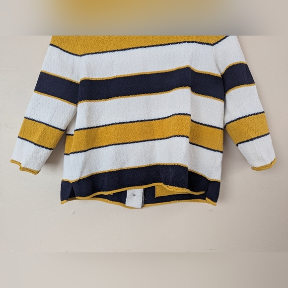 Ann Taylor Striped Nautical Cardigan Sweater, Yellow, White, & Black (SIZE S) - Picture 9 of 13